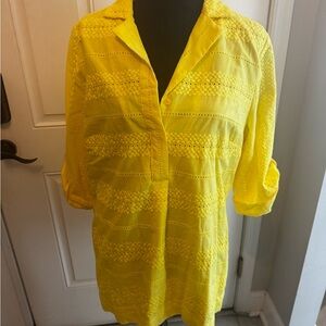 Isaac Mizrahi Yellow Lace Tunic Top